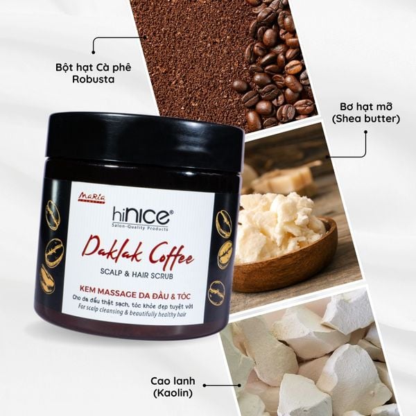 Kem massage da đầu & tóc Daklak Coffee hiNICE - Làm sạch dịu, thư giãn da đầu, nuôi tóc khỏe