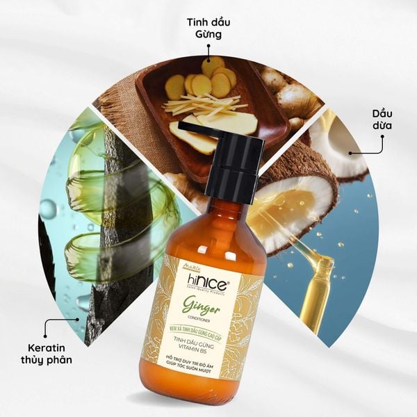 Kem xả Tinh dầu Gừng hiNICE - Giải pháp phục hồi chuyên sâu cho tóc hư tổn và gãy rụng