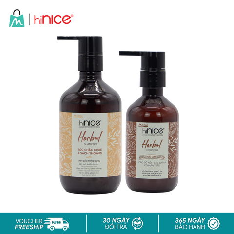 Combo hiNICE dịu da đầu và suôn mượt - Combo Dầu gội + Kem xả Tinh dầu Thảo dược (Dầu gội 435g + Kem xả 250g)