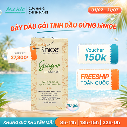Dây dầu gội hiNICE sạch gàu ngứa - Dầu gội Tinh dầu Gừng thiên nhiên 6g