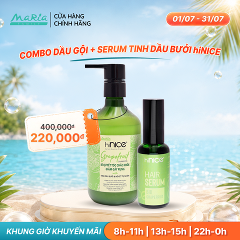 Combo hiNICE giảm rụng và phục hồi - Combo Dầu gội + Serum Tinh dầu Bưởi (Dầu gội 435g + Serum 50ml)