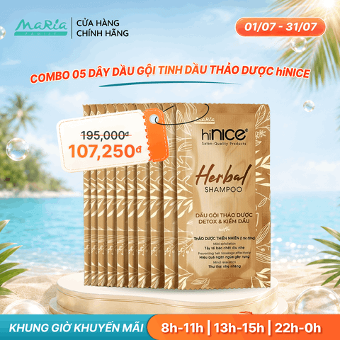 Combo 5 dây dầu gội hiNICE làm dịu da đầu - Dầu gội Tinh dầu Thảo Dược thiên nhiên 6g