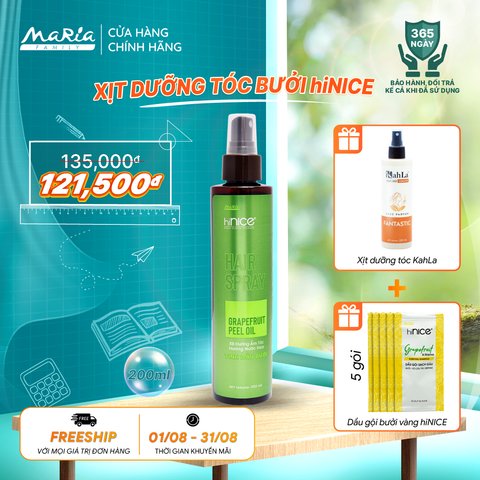 Nước hoa dưỡng tóc hiNICE thơm tóc và dưỡng ẩm - Nước hoa dưỡng tóc Tinh dầu Bưởi thiên nhiên