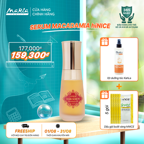 Serum hiNICE dưỡng ẩm và giảm xơ rối - Serum tinh dầu Macadamia 50ml