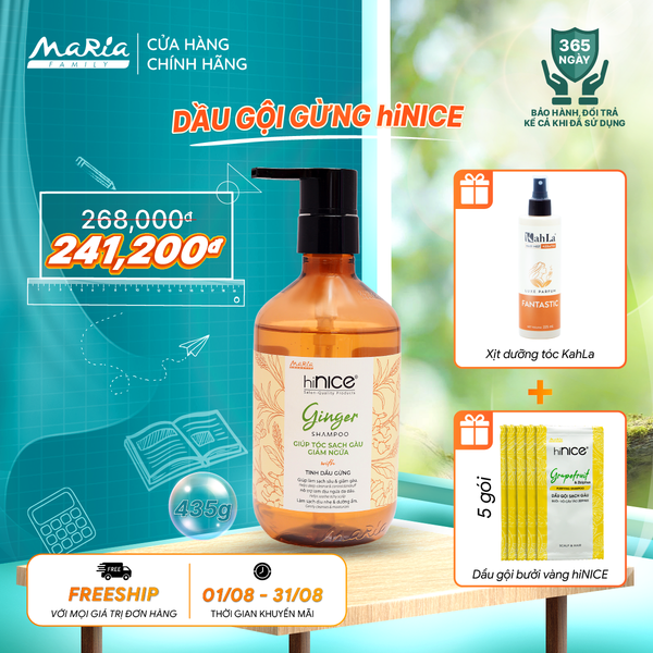 Dầu gội hiNICE sạch gàu ngứa - Dầu gội Tinh dầu Gừng thiên nhiên