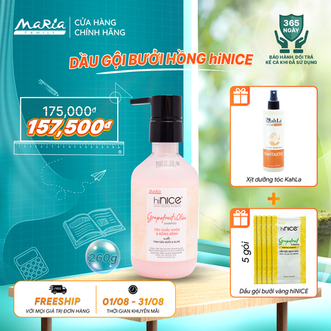 Dầu gội hiNICE sạch dầu - Dầu gội Tinh dầu Bưởi & Olive thiên nhiên