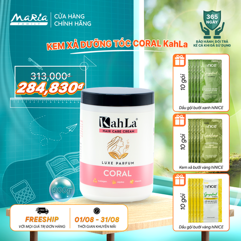 Kem xả KahLa dưỡng ẩm, suôn mượt - Kem xả dưỡng tóc hương nước hoa Coral 900g