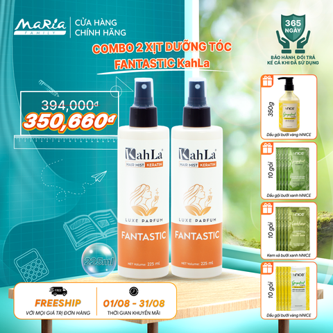 Combo 2 Xịt dưỡng tóc KahLa Keratin thơm tóc, dưỡng ẩm Fantastic 225ml
