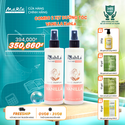 Combo 2 Xịt dưỡng tóc KahLa Keratin thơm tóc, dưỡng ẩm Vanilla 225ml