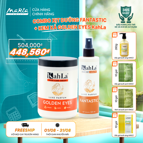 Combo KahLa Xịt dưỡng tóc Keratin Fantastic & Kem xả Golden Eyes