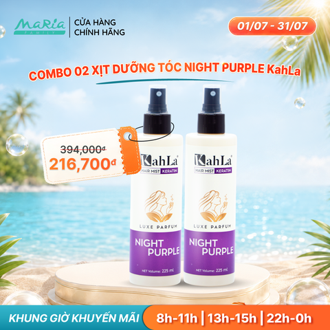 Combo 2 Xịt dưỡng tóc KahLa Keratin thơm tóc, dưỡng ẩm Night Purple 225ml