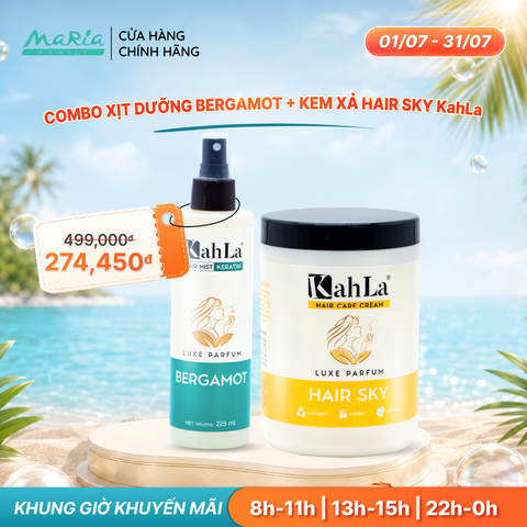 Combo KahLa Xịt dưỡng tóc Keratin Bergamot & Kem xả Hair Sky