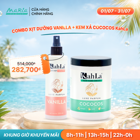 Combo KahLa Xịt dưỡng tóc Keratin Vanilla & Kem xả Cococos