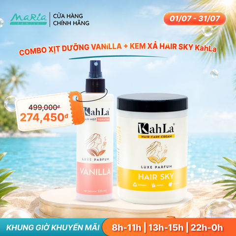 Combo KahLa Xịt dưỡng tóc Keratin Vanilla & Kem xả Hair Sky