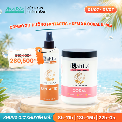 Combo KahLa Xịt dưỡng tóc Keratin Fantastic & Kem xả Coral