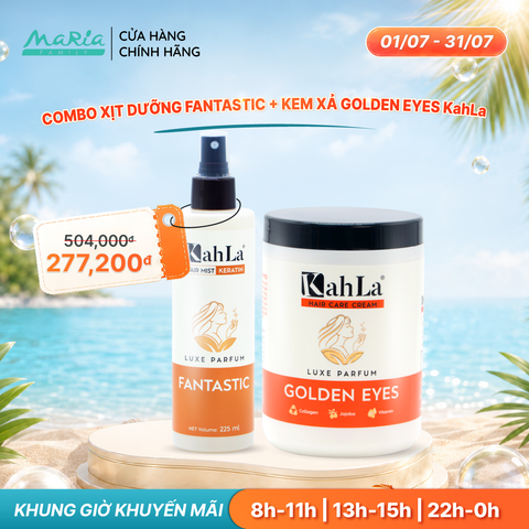 Combo KahLa Xịt dưỡng tóc Keratin Fantastic & Kem xả Golden Eyes