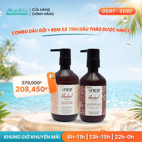 Combo hiNICE dịu da đầu và suôn mượt - Combo Dầu gội + Kem xả Tinh dầu Thảo dược (Dầu gội 260g + Kem xả 250g)