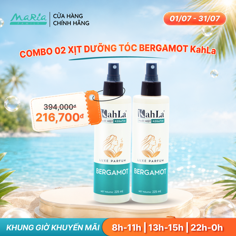 Combo 2 Xịt dưỡng tóc KahLa Keratin thơm tóc, dưỡng ẩm Bergamot 225ml
