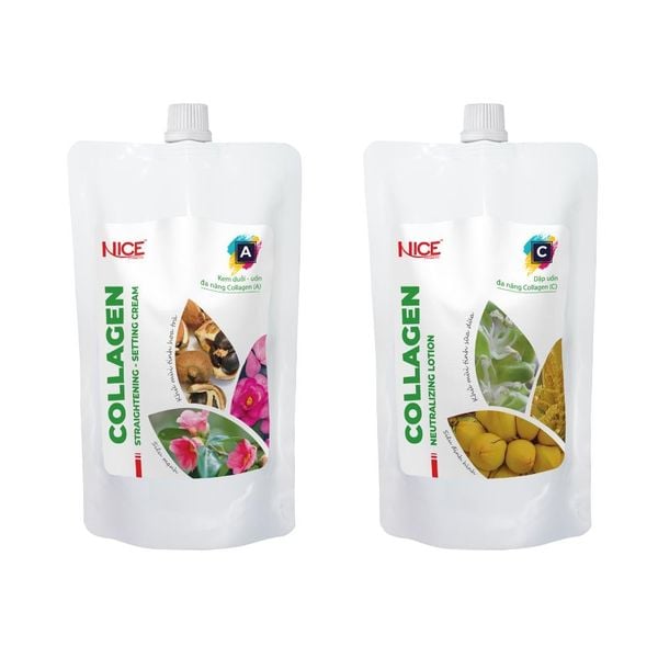 Bộ Sản Phẩm Kem Dập Duỗi, Dập Uốn Collagen NICE Giúp Định Hình Tóc Dễ Dàng Dành Cho Salon Tóc
