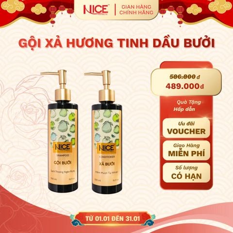 Combo Gội Xả Hương Tinh dầu Bưởi Nice 1000ML Giảm Gãy Rụng Và Phục Hồi Tóc Hư Tổn