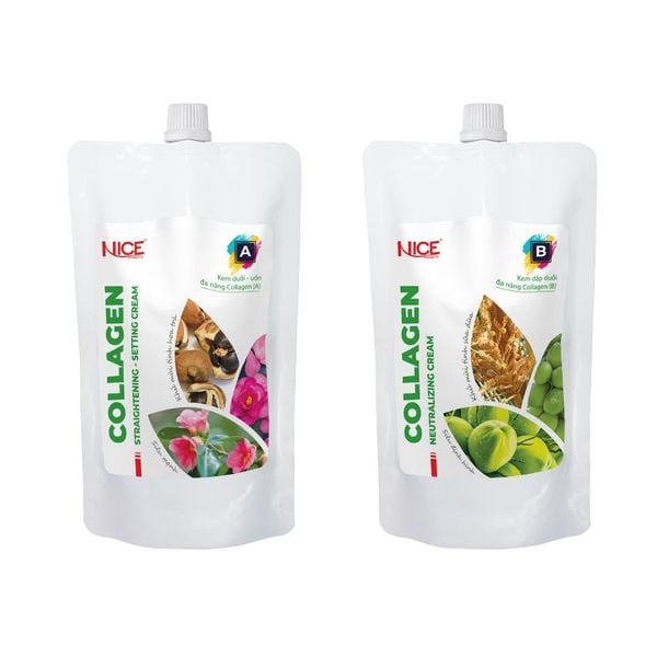 Bộ Sản Phẩm Kem Dập Duỗi, Dập Uốn Collagen NICE Giúp Định Hình Tóc Dễ Dàng Dành Cho Salon Tóc