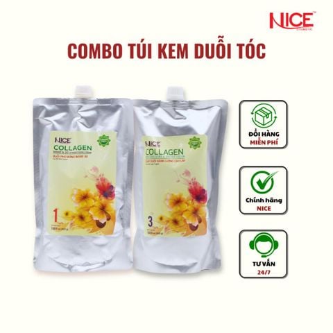 Bộ Sản Phẩm Kem Duỗi Phủ Bóng Nano 3D NICE Giúp Tóc Bóng Mượt Tự Nhiên Sau Duỗi Dành Cho Salon Tóc