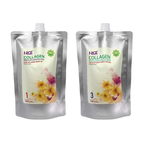Bộ Sản Phẩm Kem Duỗi Phủ Bóng Nano 3D NICE Giúp Tóc Bóng Mượt Tự Nhiên Sau Duỗi Dành Cho Salon Tóc