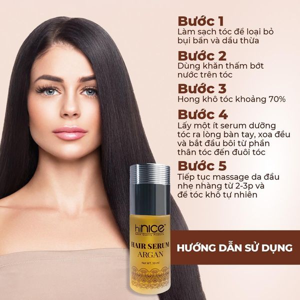 Serum Dưỡng Tóc hiNICE Chiết Xuất Argan Giúp Dưỡng Ẩm Và Nuôi Dưỡng Tóc Từ Gốc Đến Ngọn 50ML
