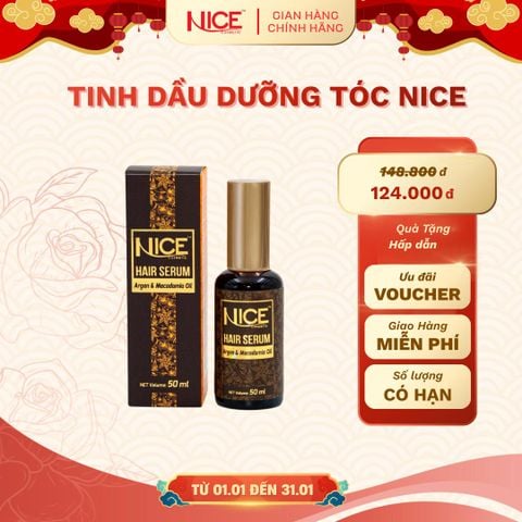 Tinh Dầu Dưỡng Tóc Argan & Hạt Macca Nice 50ML Phục Hồi Hư Tổn Và Nuôi Dưỡng Tóc Chắc Khỏe