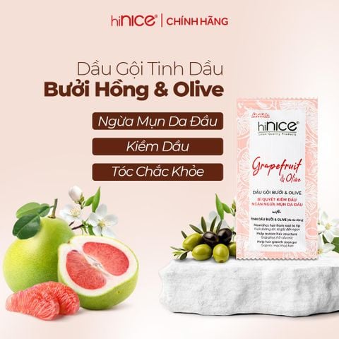 Dây dầu gội hiNICE sạch dầu - Dầu gội Tinh dầu Bưởi & Olive thiên nhiên 6g