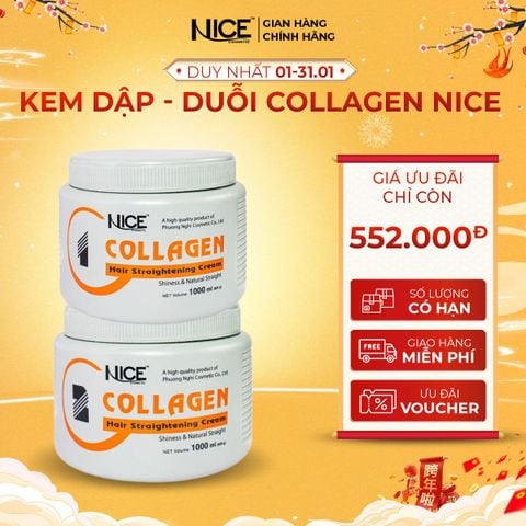 Combo Kem Dập Duỗi Collagen Nice 2000ML Duỗi Tóc Thẳng Và Mềm Mượt Tự Nhiên