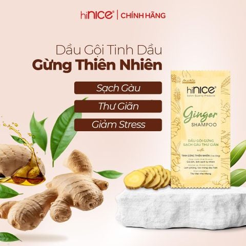 Dây dầu gội hiNICE sạch gàu ngứa - Dầu gội Tinh dầu Gừng thiên nhiên 6g