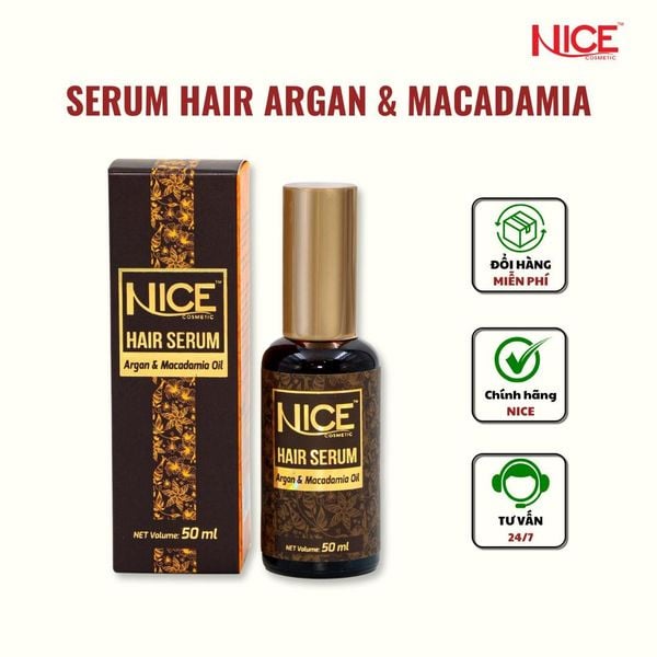 Tinh Dầu Dưỡng Tóc Argan & Hạt Macca Nice 50ML Phục Hồi Hư Tổn Và Nuôi Dưỡng Tóc Chắc Khỏe