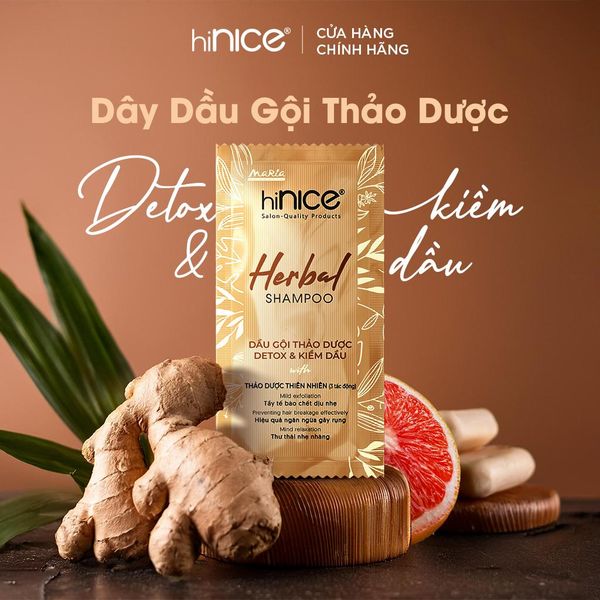 Gói Dầu Gội Tinh Dầu Thảo Dược Thiên Nhiên hiNICE Herbal Shampoo Hỗ Trợ Detox & Kiềm Dầu Da Đầu