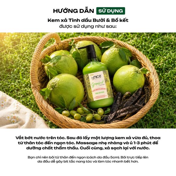Kem xả hiNICE dưỡng tóc mềm mượt - Kem xả Tinh dầu Bưởi thiên nhiên