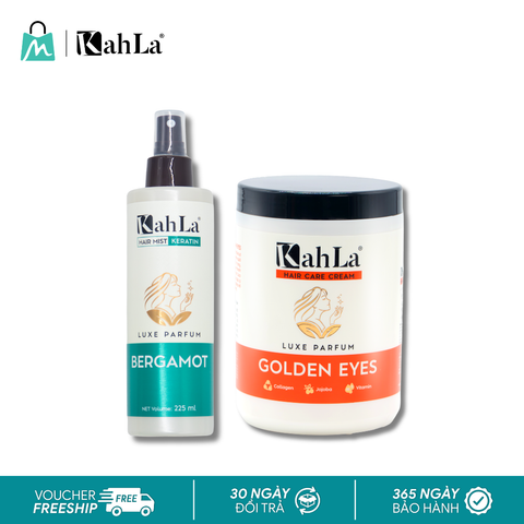 Combo KahLa Xịt dưỡng tóc Keratin Bergamot & Kem xả Golden Eyes