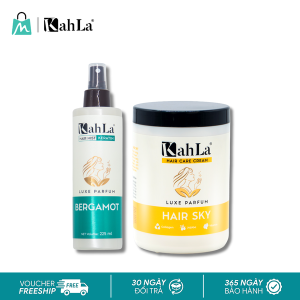 Combo KahLa Xịt dưỡng tóc Keratin Bergamot & Kem xả Hair Sky