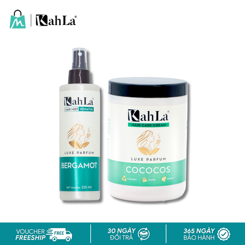 Combo KahLa Xịt dưỡng tóc Keratin Bergamot & Kem xả Cococos