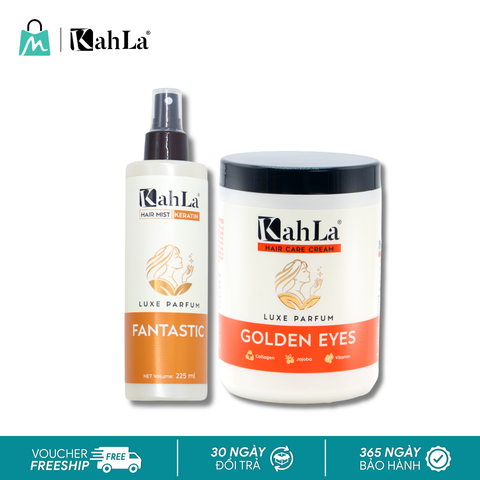Combo KahLa Xịt dưỡng tóc Keratin Fantastic & Kem xả Golden Eyes