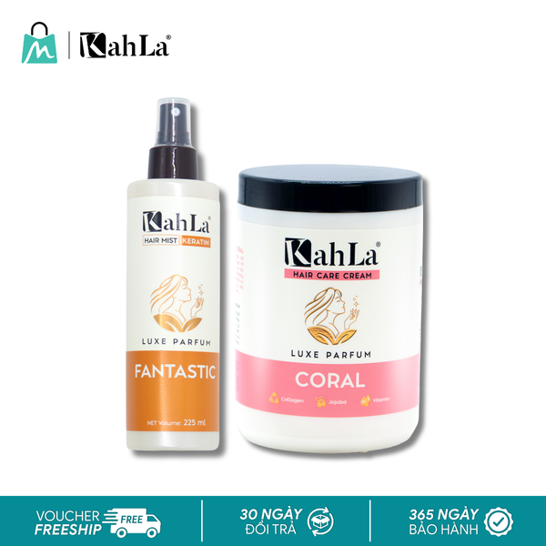 Combo KahLa Xịt dưỡng tóc Keratin Fantastic & Kem xả Coral