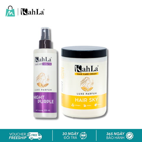 Combo KahLa Xịt dưỡng tóc Keratin Night Purple & Kem xả Hair Sky