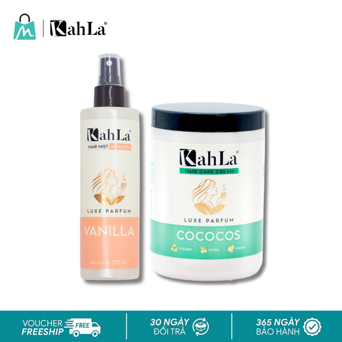 Combo KahLa Xịt dưỡng tóc Keratin Vanilla & Kem xả Cococos