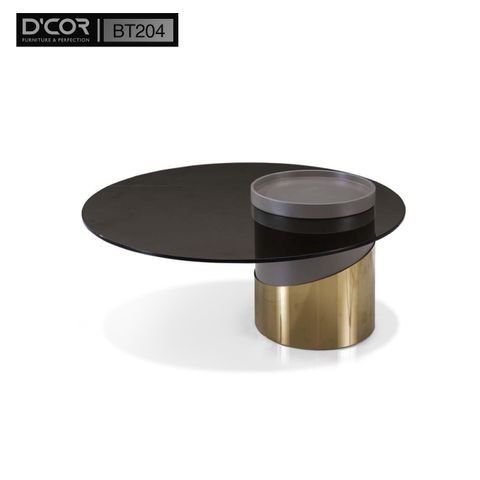  BT204 - Bàn trà tròn mặt kính Temper, chân kim loại 