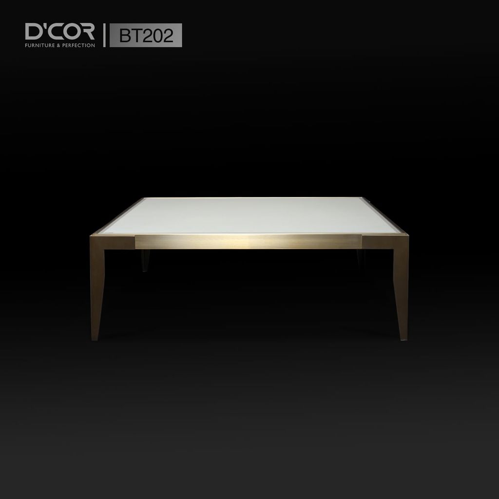 BT202 - Bàn trà vuông mặt kính Temper, đá Marble