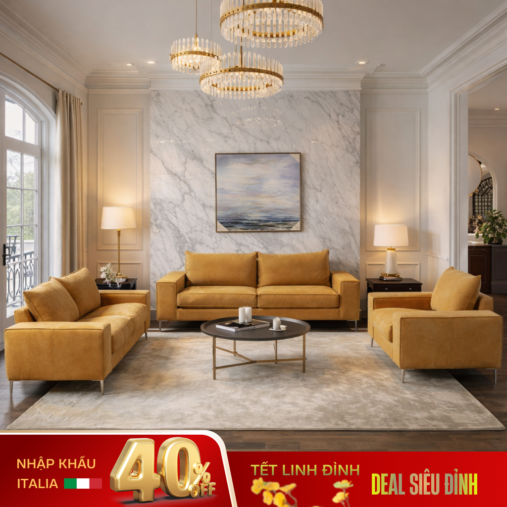 Khỏe khoắn trong thiết kế sofa da cao cấp – Mã: DV848