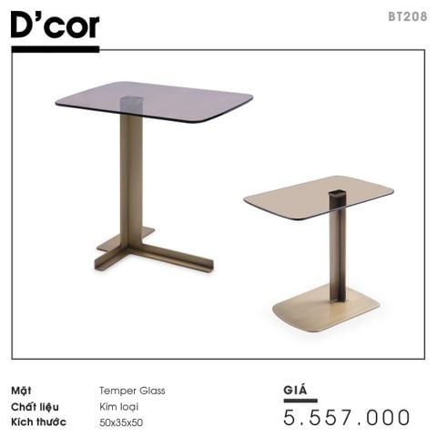  BT208 - Bàn chữ nhật mặt kính, chân kim loại phay xước 