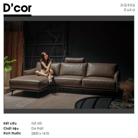  DG906 KUKA - Sofa da thật nhập khẩu 