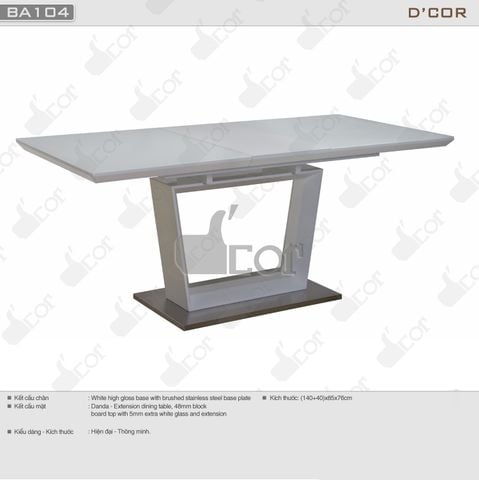  Bàn ăn cao cấp với màu trắng thanh lịch - Mã: BA104 