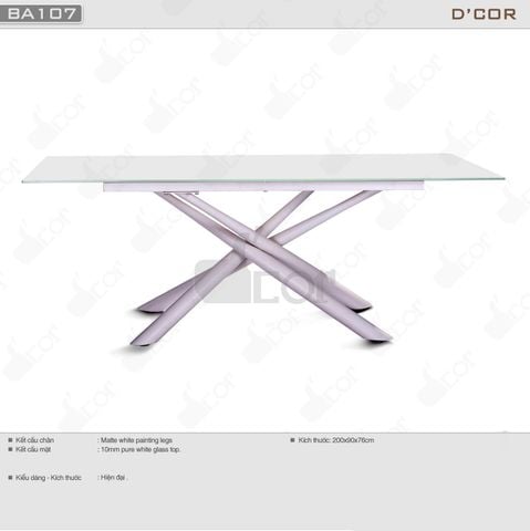  Bàn ăn mặt kính cao cấp - Mã: BA107 