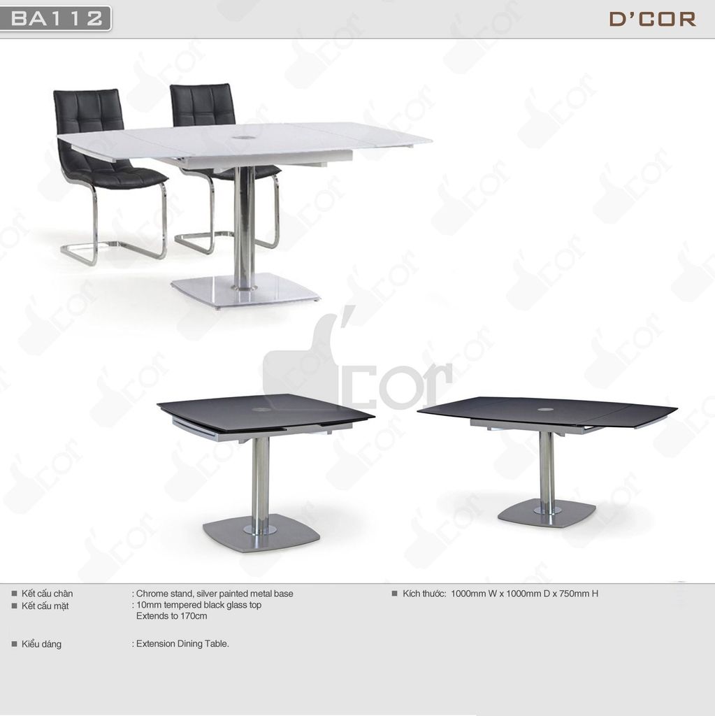 Bàn ăn tối với mặt bàn mở rộng cao cấp - Mã: BA112